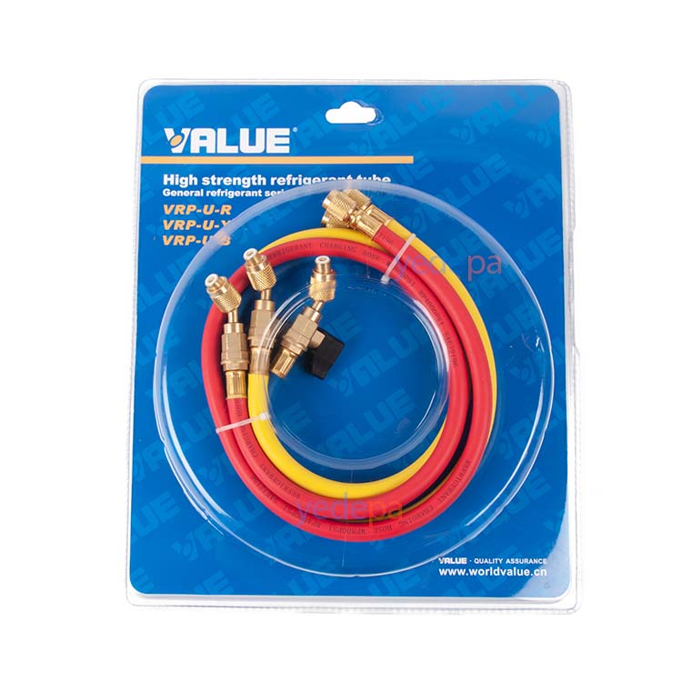 Value VRP-C-R/B/Y Gaz Hortumu 120cm (Check Valfli) - R410A, R134A, R12, R22 Uyumlu